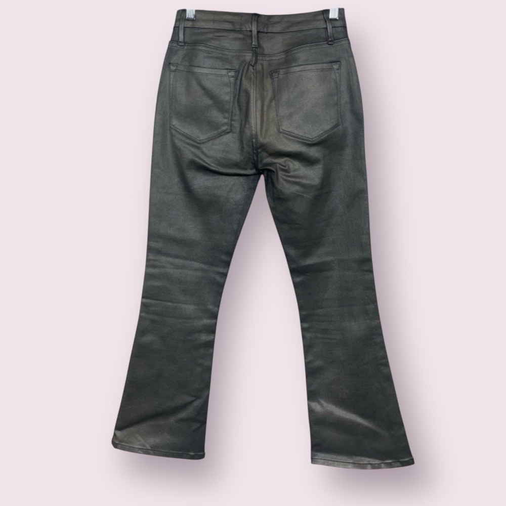FRAME LE CROP MINI BOOT IN PEWTER MID RISE COATED DENIM JEANS SIZE 25 - Picture 4 of 11